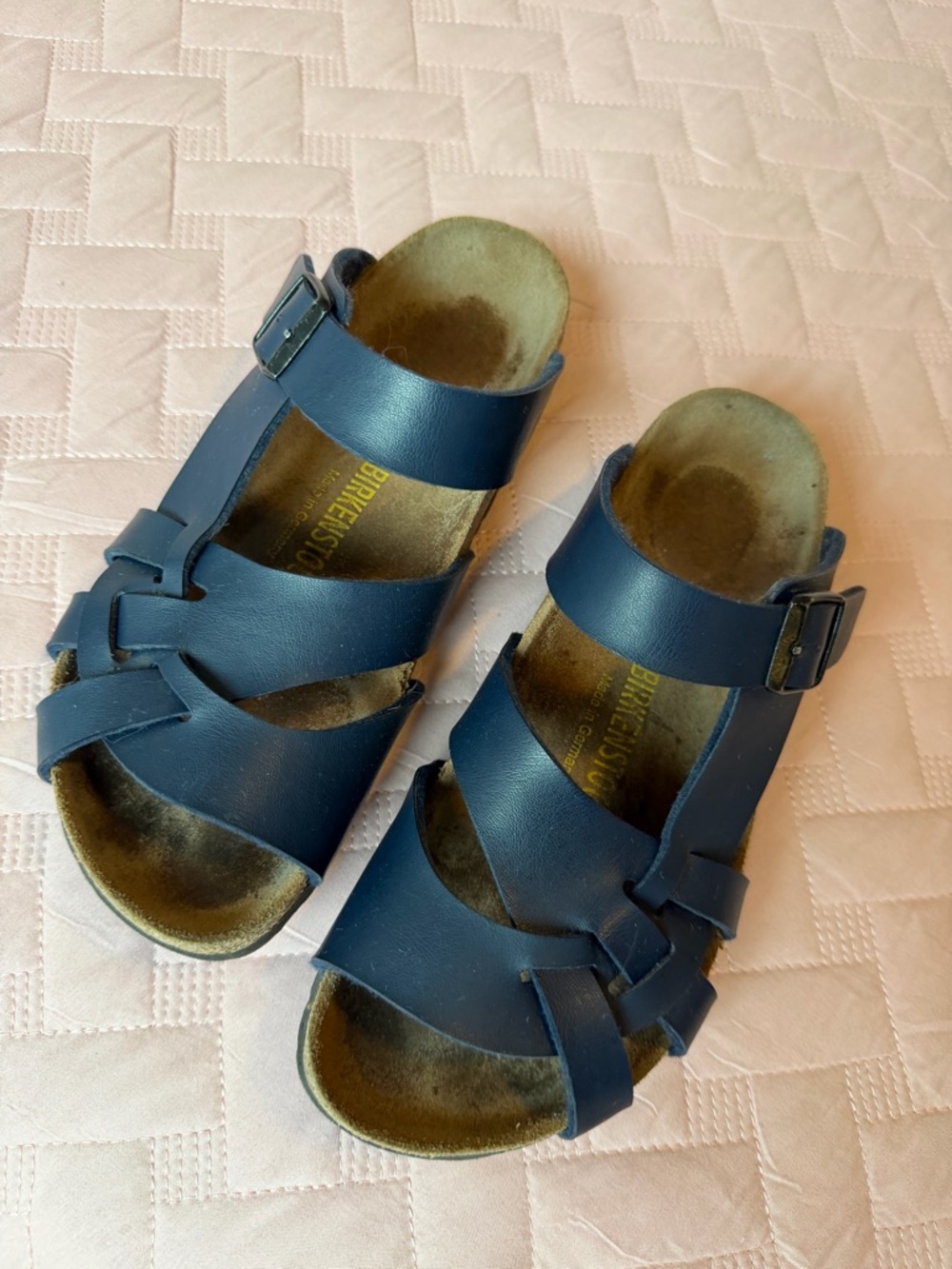 Birkenstock Navy Leather Multi-Strap Buckle Sandals